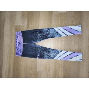 Fiber Women's Activewear Leggings Size L Purple Black Patterned